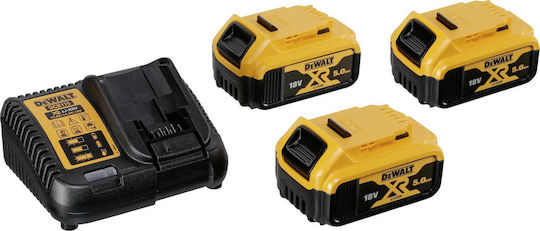 Dewalt Комплект 3 Батерии за Инструменти Литиеви 18V Капацитет 5Ах със Зарядно