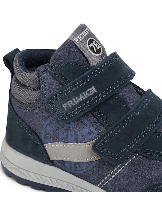 Anatomisch Lederne Kinderstiefeletten mit Klettverschluss Marineblau