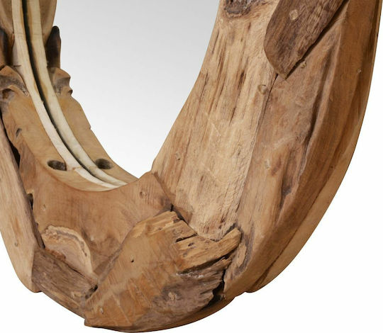 vidaXL Oglindă de Perete cu Maro Ramă din Lemn Diametru 60cm 1buc