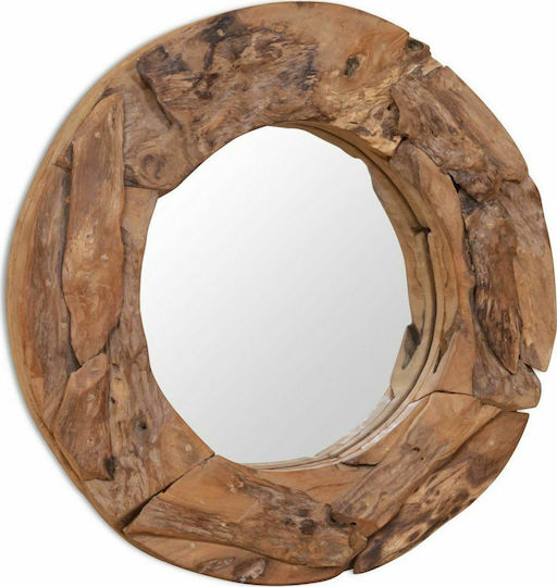 vidaXL Oglindă de Perete cu Maro Ramă din Lemn Diametru 60cm 1buc