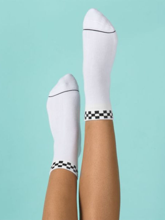 Vans Peek-A-Check Crew Femei Șosete Uni Albe 1Pachet