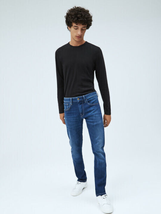 Cash Men's Elastic Jeans Pants with Regular Straight Fit Blue