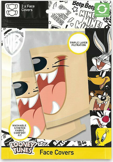 Pyramid International Face Cover Triple Layer Protection Looney Tunes Mască de protecție Țesătură Maro PYR85565 2buc