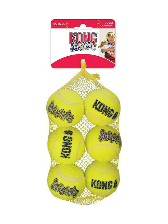 Kong Squeakair Tennis Minge de Jucărie Pentru Câini din Cauciuc cu Sunet Mediu Galben 6buc 47272