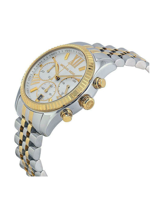 Michael Kors Lexington Damen Uhr Chronograph mit Gold Metallarmband