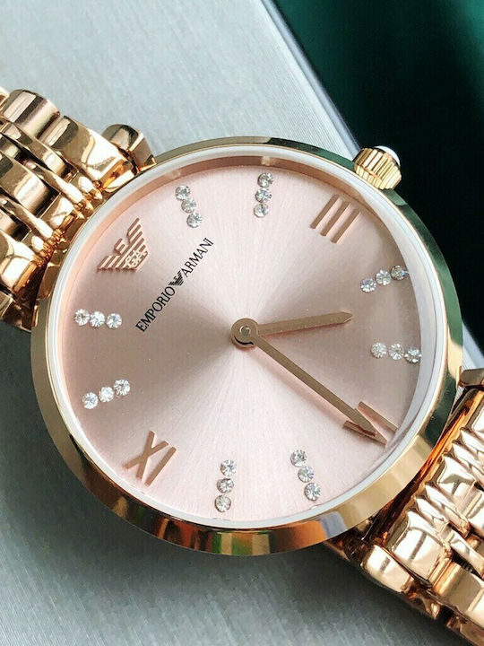 Emporio Armani Women's Watch with Pink Gold Metal Bracelet