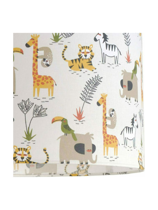 Veis Kids Fabric Single Ceiling Light E27 Baby Safari Multicolour 60W 35x24cm