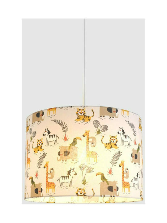 Veis Kids Fabric Single Ceiling Light E27 Baby Safari Multicolour 60W 35x24cm