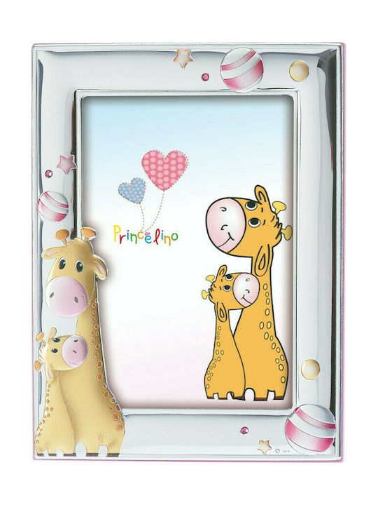 Prince Silvero Photo Frame Silver Καμηλοπάρδαλη Ροζ 9x13cm