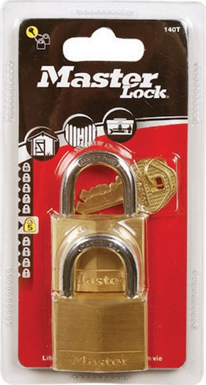 Master Lock 120EURT Μπρούτζινο Λουκέτο Πέταλο με Κλειδί 20mm 2τμχ