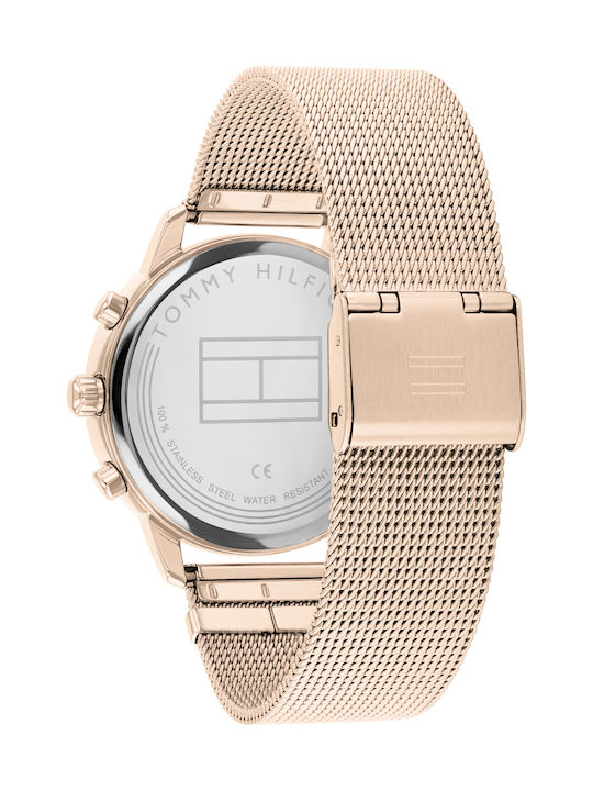 Tommy Hilfiger Blake Women's Watch Chronograph with Pink Gold Metal Bracelet