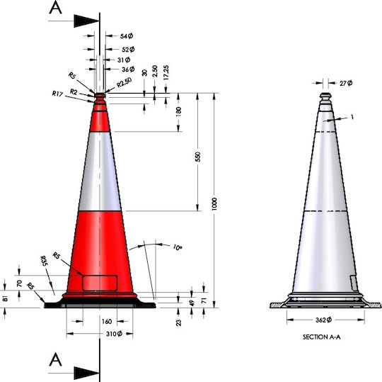 Doorado Plastic Cone Red H100cm