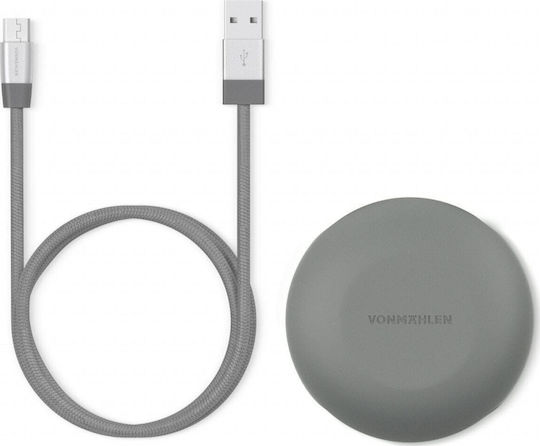 Vonmählen Braided / Retractable USB 2.0 to micro USB Cable Ασημί 1m (E070P0014)