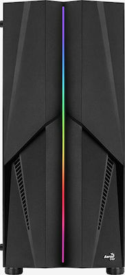 Aerocool Mecha v1 Gaming Midi Tower Computer Case with Window Panel and RGB Lighting Black