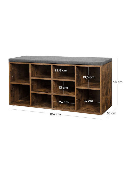 Wooden Shoe Organizer with 5 Shelves Brown 104x30x48cm