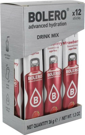 Bolero Χυμός σε Σκόνη 500ml σε Νερό Φράουλα Χωρίς Ζάχαρη 3gr 12τμχ