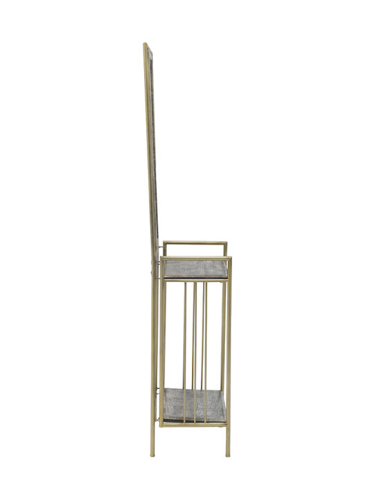 Console Table Wood & Metal with Mirror Χρυσή / Καφέ L69xW36xH184cm