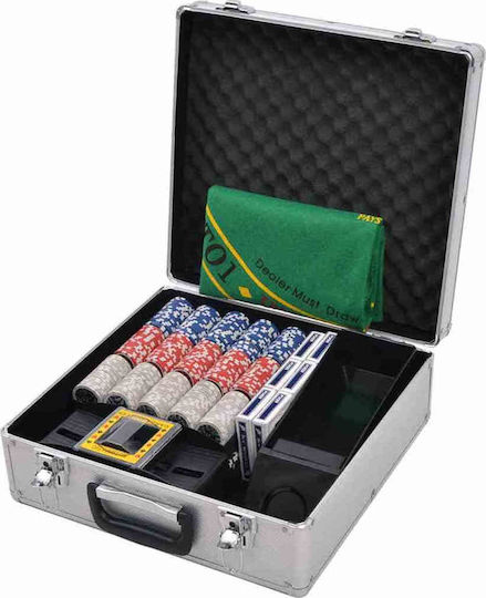 vidaXL Σετ 600 Αριθμημένες Μάρκες Poker 11.5gr σε Βαλίτσα με 6 Τράπουλες και Τσόχα