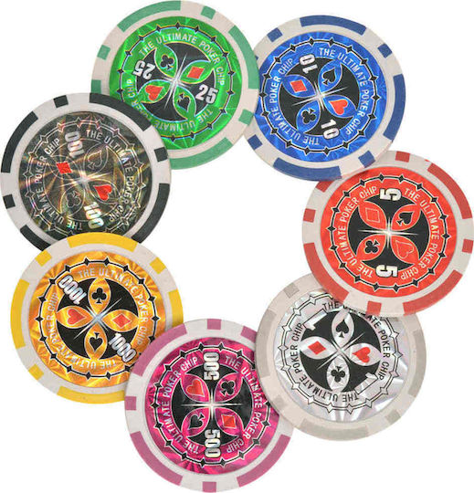 vidaXL Σετ 600 Αριθμημένες Μάρκες Poker 11.5gr σε Βαλίτσα με 6 Τράπουλες και Τσόχα