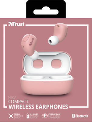 Trust Nika Compact In-Ear Bluetooth-Freisprecheinrichtung Kopfhörer mit Schweißresistenz und Ladeetui Rosa