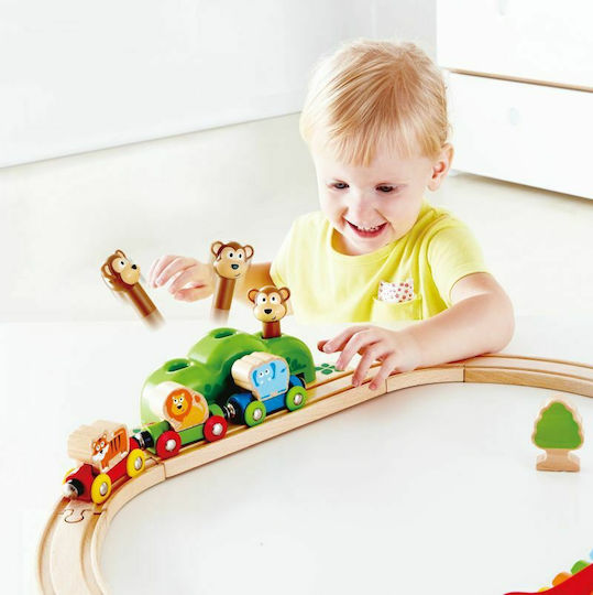 Hape Monkeys Railway Set with Train made of Wood for 1.5+ years+ Years
