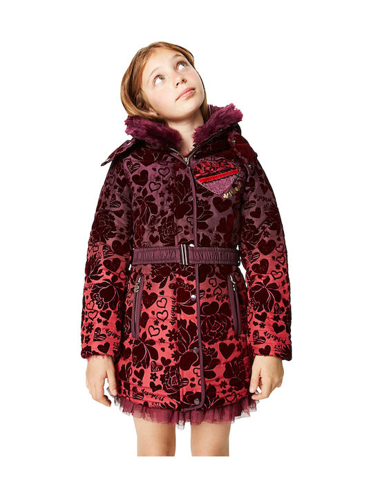 Desigual Kinderjacke Lang mit Kapuze Burgundisch