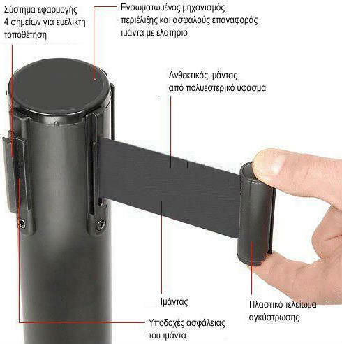 Next Systems Next Systems Safety Barrier Post Black Set with Strap 2mx91cm BBL-200-SET-6