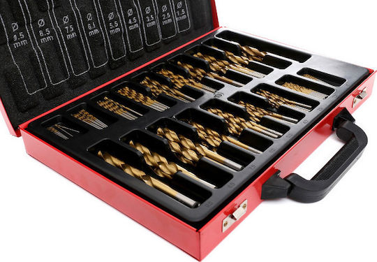 Kraft & Dele Set of 170 Drills HSS Titanium with Cylindrical Shank for Metal