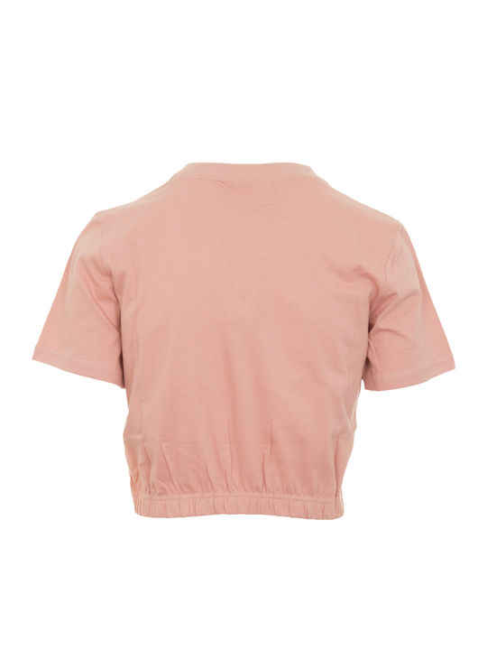 Felicity Women's Summer Crop Top Cotton Short Sleeve Pink