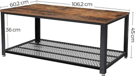 Rectangular Central Coffee Table Wooden Brown M106.2xW60.2xH45cm