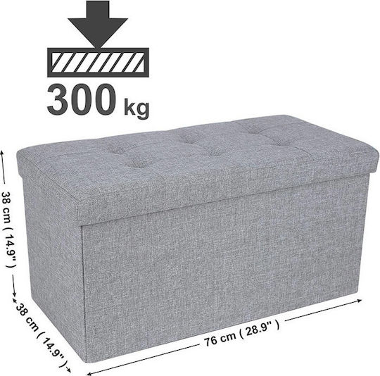 Taburet Cu Spațiu De Depozitare Tapițat Cu Țesătură Gri 76x38x38cm