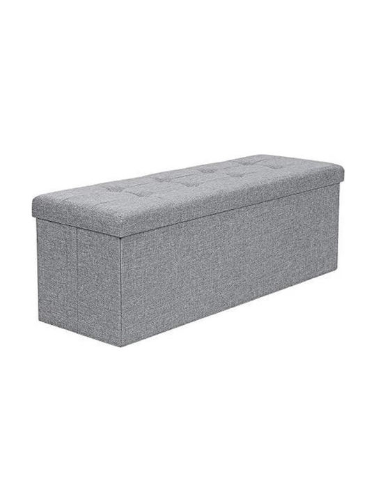 Bench Stool with Storage Space Upholstered with Gray Fabric 110x38x38cm