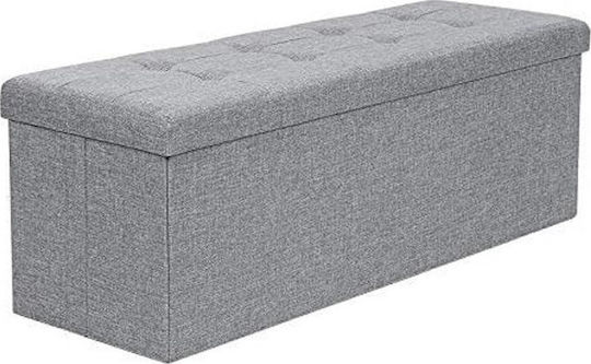 Taburet cu Spațiu de Depozitare Îmbrăcat în Țesătură Gri 110x38x38cm