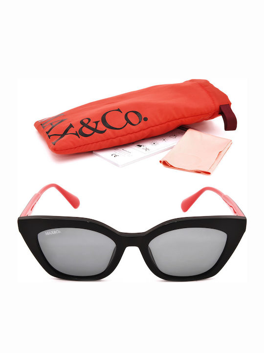 Max & Co Women's Sunglasses with Black Plastic Frame and Black Lens MO0002 01A
