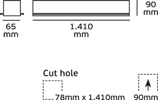 VK Lighting LED Линейно Осветително Тяло Стена 31W Неутрално Бяло IP20 М141xВ6.5см