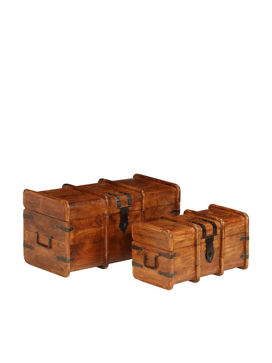vidaXL Set de cufere decorative Din lemn Maro 2buc