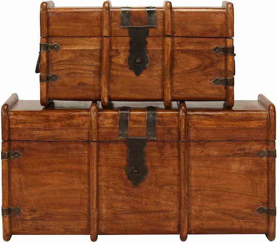 vidaXL Wooden Decorative Trunks Set Brown 2pcs