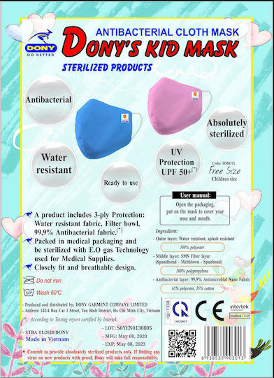 Dony Dony's Kid Mask Mască de protecție Țesătură pentru copii Roz 1buc
