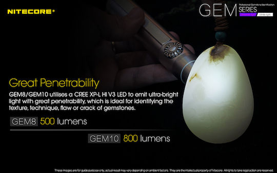 NiteCore Φακός LED IPX8 με Μέγιστη Φωτεινότητα 1000lm GEM10UV