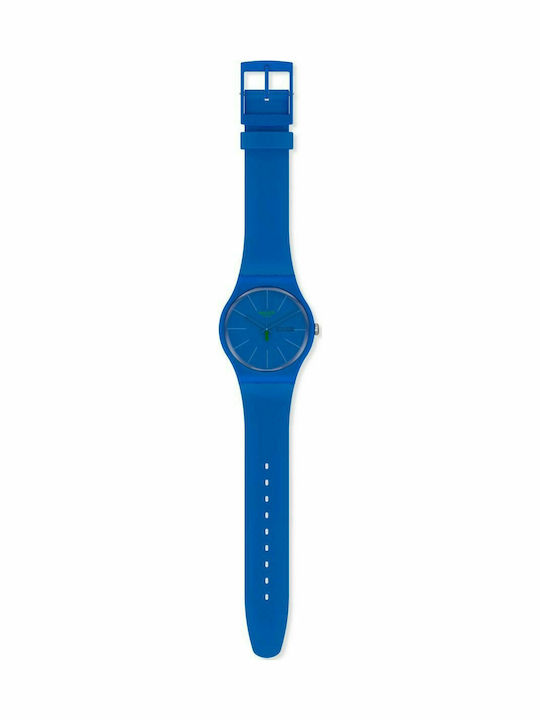 Swatch BelTempo Γυναικείο Ρολόι 41mm Μπαταρίας με Μπλε Καουτσούκ Λουράκι