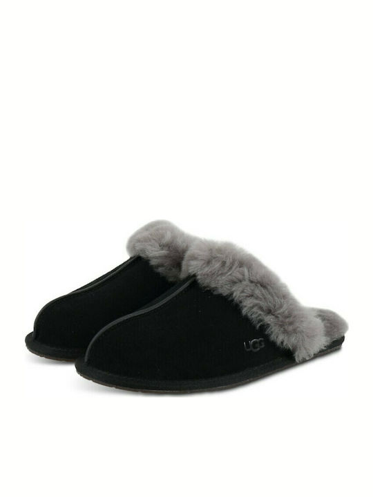 Ugg Australia Scuffette II Зимни женски чехли с косъм в Черно цвят 1106872-7280