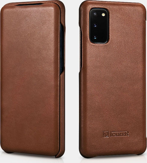 iCarer Curved Edge Vintage Book Δερμάτινο Καφέ (Galaxy S20)