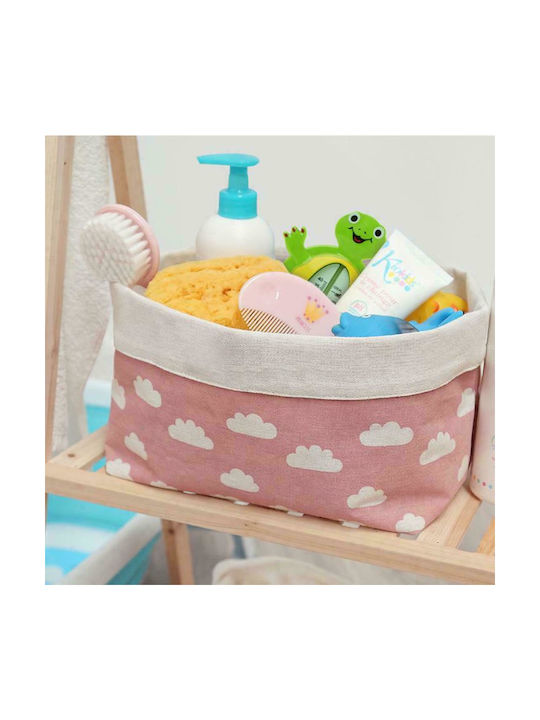 Kiokids Nursery Storage Basket Σύννεφα Pink 1pcs