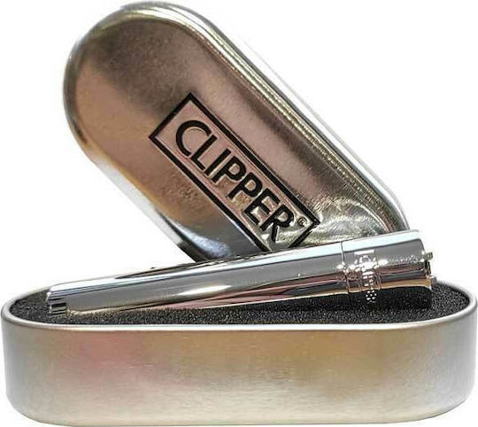 Clipper Metall Feuerzeug Flamme in Silber Farbe