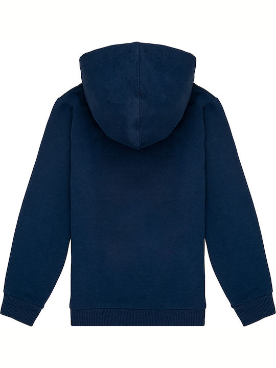 Levi's Kids Fleece Sweatshirt with Hood and Pocket Navy Blue Batwing Screenprint