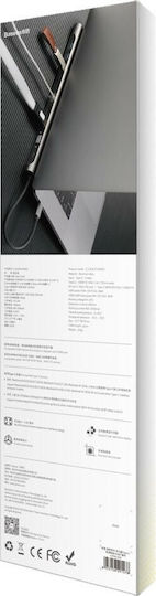 Baseus Enjoyment Series USB-C Stație de andocare cu HDMI 4K PD Ethernet și conexiune 3 monitoare Gri