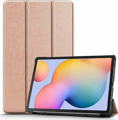 Tri-Fold Flip Cover Δερματίνης / Σιλικόνης Ροζ Χρυσό (Galaxy Tab S6 Lite 10.4)
