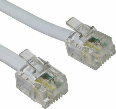 Powertech Flat Telephone Cable RJ11 6P4C 7m White (CAB-T005)