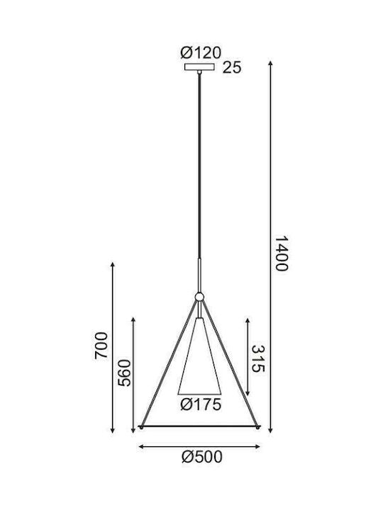 Aca Pendant Light Single-Light for Socket E27 White