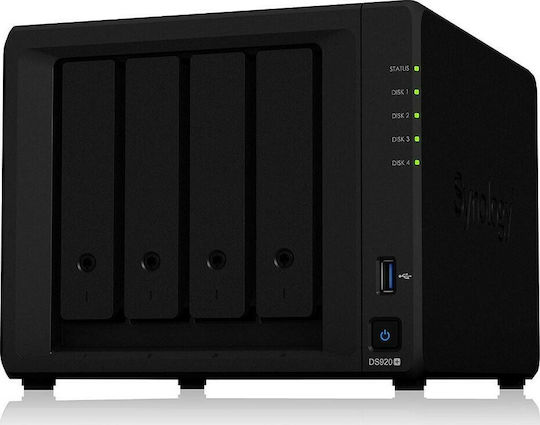 Synology DiskStation DS920+ NAS Tower με 4 θέσεις για HDD/M.2/SSD και 2 θύρες Ethernet